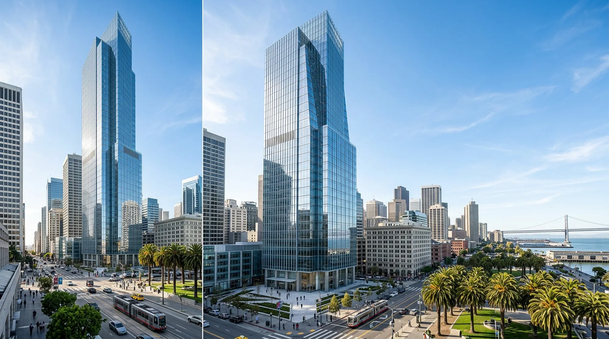 Widok na biurowiec One Embarcadero Center w San Francisco — lokalizacja biura ordinarycasualpace.com